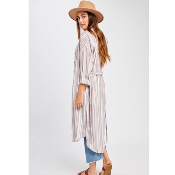 Gentle Fawn Celine Dress Taupe Stripe‎ Medium - Picture 2 of 9